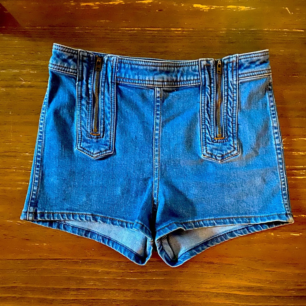 Free People double zipper high waisted jean shorts
